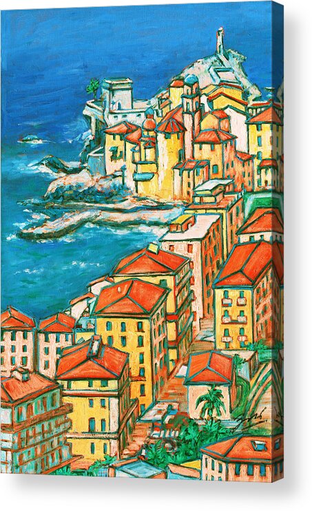 Riviera Di Levante Acrylic Print featuring the painting Camogli - Italian Riviera by Xueling Zou