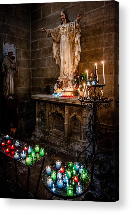 Jesus Acrylic Print featuring the photograph Candlelit Altar by Nigel R Bell