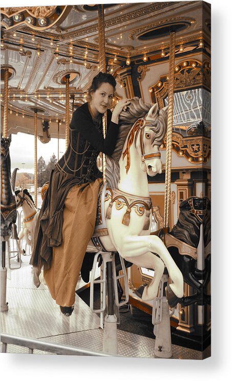 Horse Acrylic Print featuring the digital art Caramel carousel by Teri Schuster