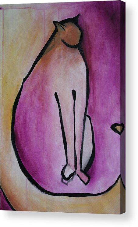 Art Acrylic Print featuring the painting Cat Standing by Anna Elkins