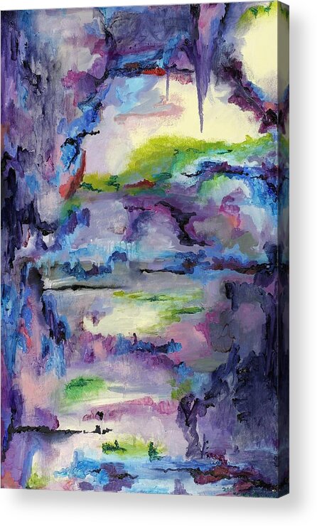 Abstract Acrylic Print featuring the painting Cave Painting by Regina Valluzzi
