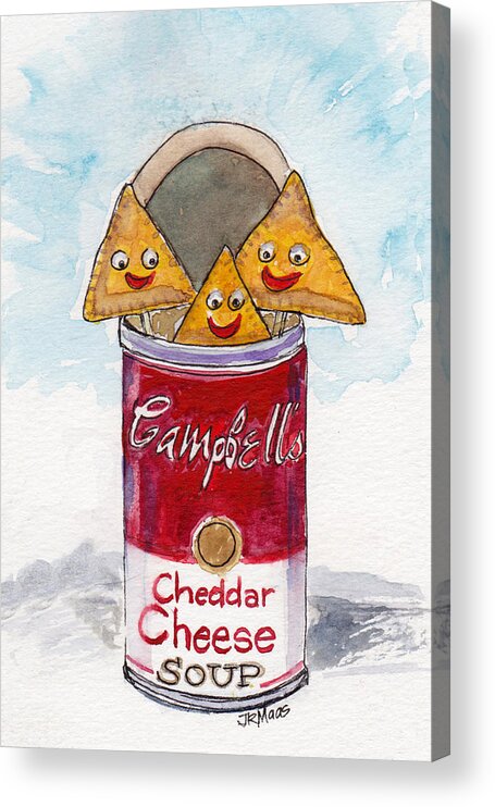 Campbell's Soup Can Acrylic Print featuring the painting Kinda Cheesy by Julie Maas