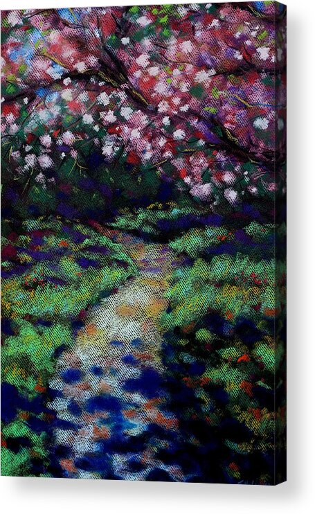 Landscape Acrylic Print featuring the pastel Cherry Blossom Walk by John Nolan