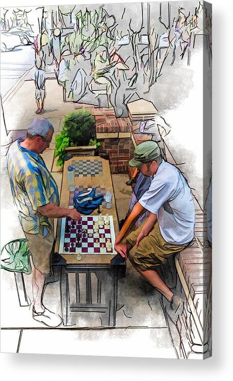 Asheville Acrylic Print featuring the mixed media Chess Match Too by John Haldane