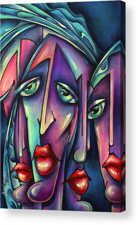 Portrait Acrylic Print featuring the painting 'Choosing sides' by Michael Lang