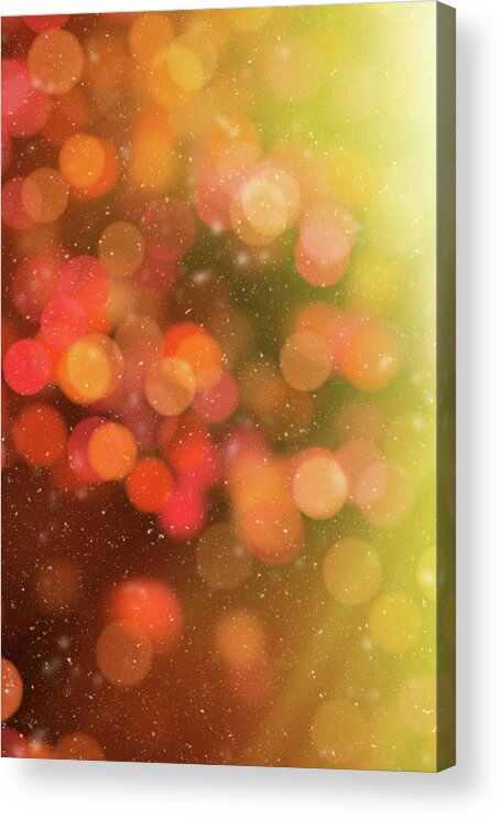 Snow Acrylic Print featuring the photograph Christmas Lights With Snow by Emrah Turudu