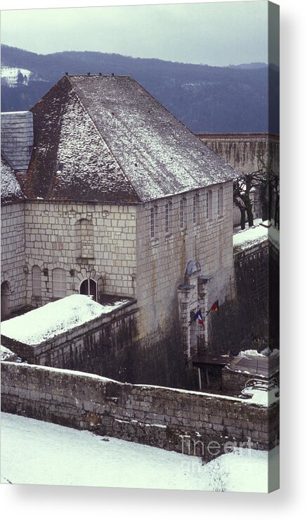 Flag Acrylic Print featuring the photograph Citadelle Gate Under Snow by Gregory Schultz