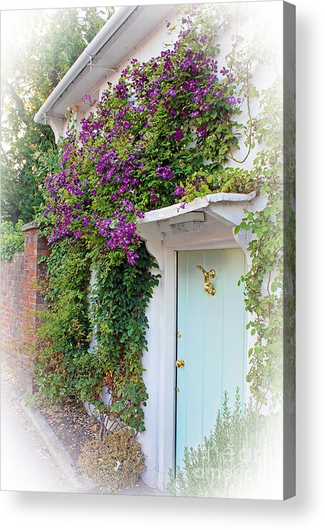 Dolphin Acrylic Print featuring the photograph Clematis Around The Door by Terri Waters