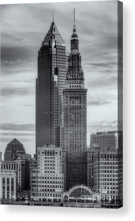 Clarence Holmes Acrylic Print featuring the photograph Cleveland Skyscrapers at Dawn II by Clarence Holmes