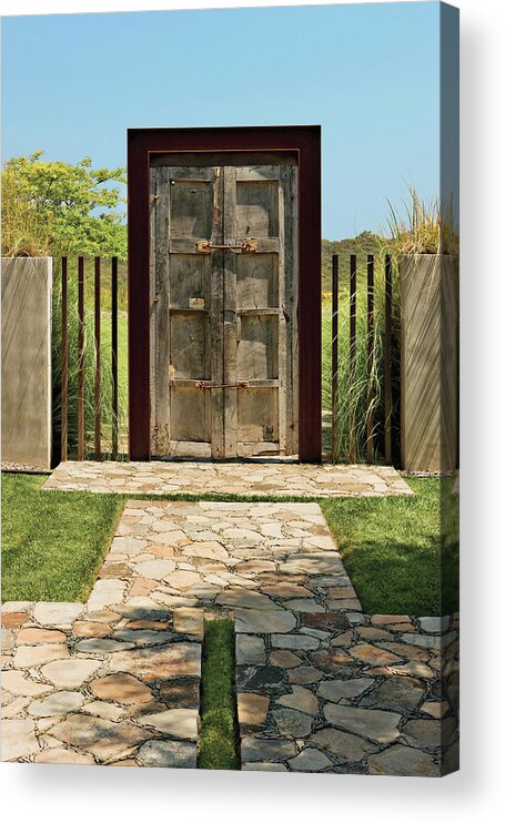 No People Acrylic Print featuring the photograph Closed Old Wooden Door by Mary E. Nichols