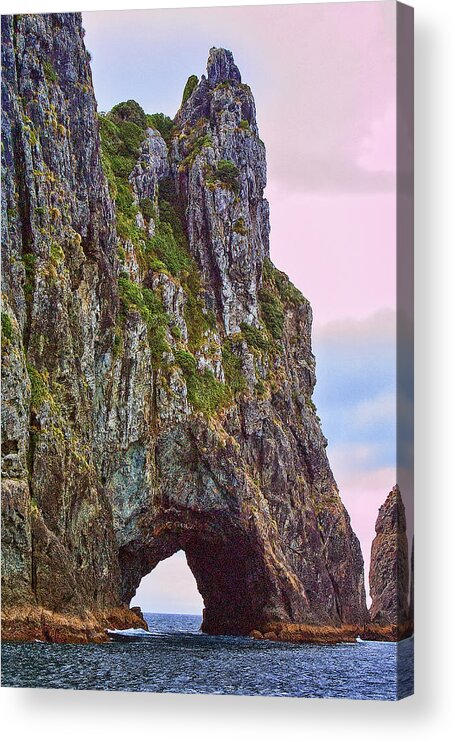 Foreign. Place Acrylic Print featuring the photograph Coastal Rock Open Arch by Linda Phelps