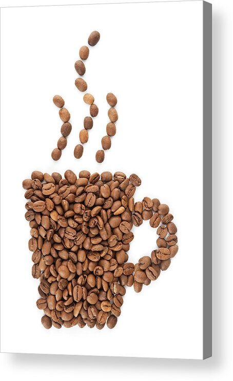 White Background Acrylic Print featuring the photograph Coffee Beans Mug by Ersinkisacik