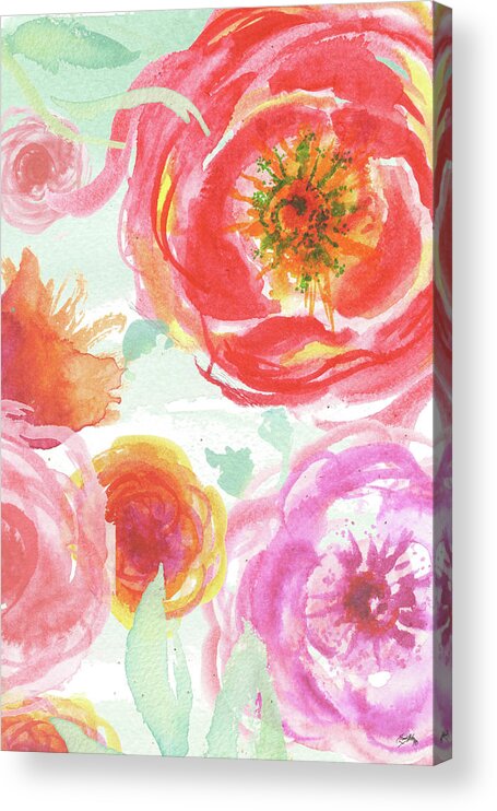 Colorful Acrylic Print featuring the digital art Colorful Roses I by Elizabeth Medley