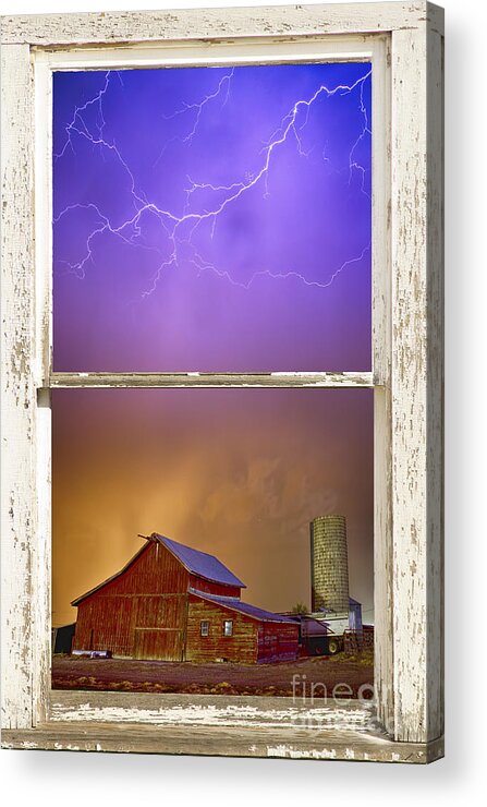 Window Acrylic Print featuring the photograph Colorful Storm Farm House Window View by James BO Insogna