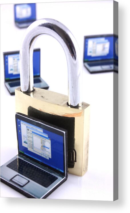 Unlocked Acrylic Print featuring the photograph Computer security concept by Simon Bratt
