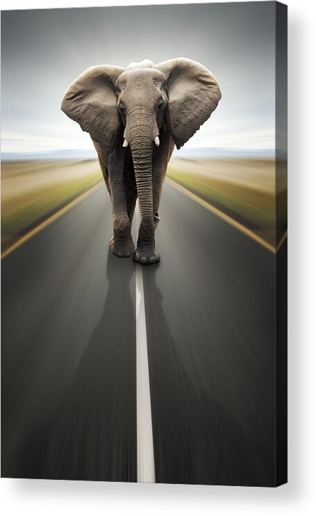 Elephant Acrylic Print featuring the photograph Heavy duty transport / travel by road by Johan Swanepoel