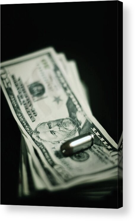 Money Acrylic Print featuring the photograph Cost of One Bullet by Trish Mistric