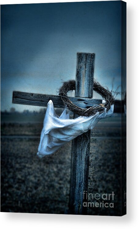 Old Acrylic Print featuring the photograph Cross in a Field by Jill Battaglia