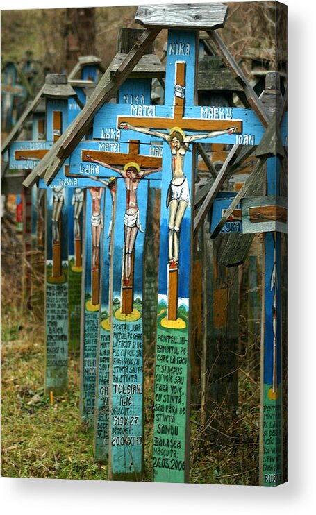 Morbid Acrylic Print featuring the photograph Crosses in an Orthodox graveyard by Emanuel Tanjala