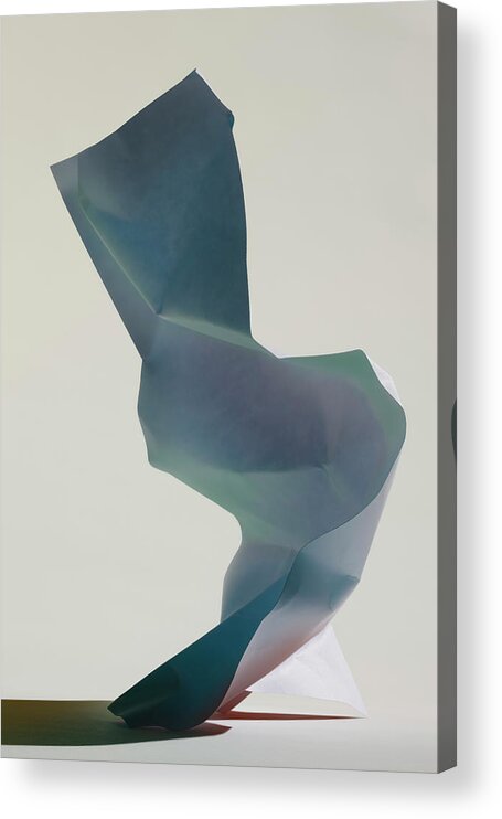 White Background Acrylic Print featuring the photograph Crumpled Paper On Edge by Paul Taylor