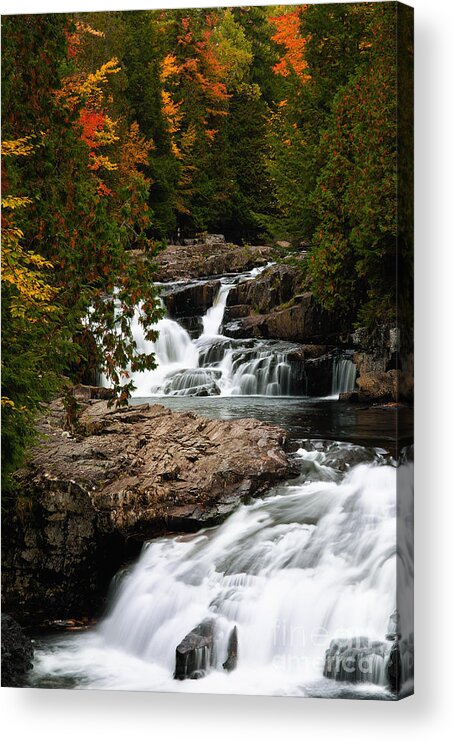 New England Waterfall Acrylic Print featuring the photograph Fall Foliage Crystal Falls Crystal New Hampshire by Dawna Moore Photography