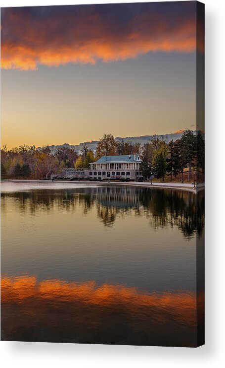 Lake Acrylic Print featuring the photograph Delaware Park Marcy Casino Autumn Sunrise by Chris Bordeleau
