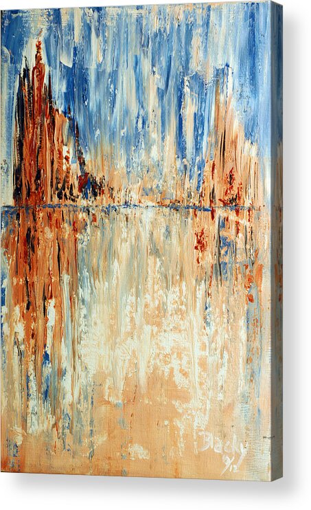Desert Acrylic Print featuring the painting Desert Mirage by Donna Blackhall