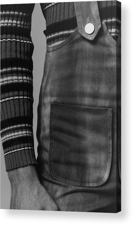 Fashion Acrylic Print featuring the photograph Detail Of A Sweater And Overalls by Peter Levy