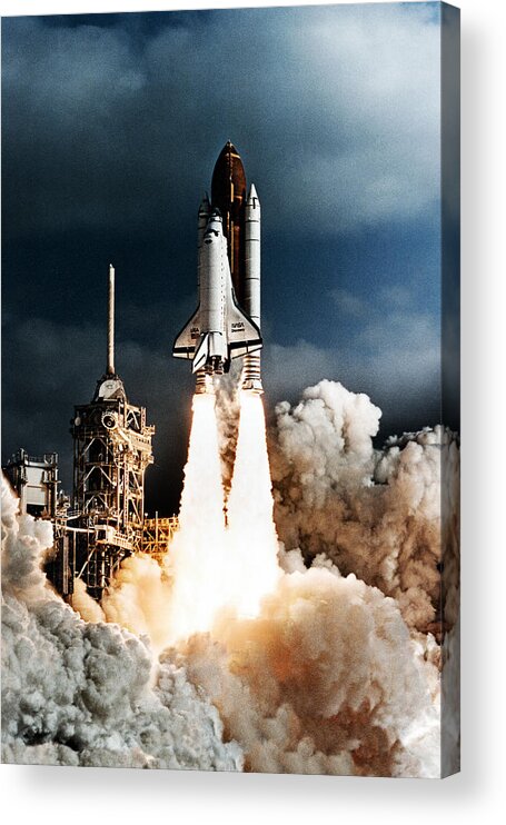 Space Shuttle Discovery Acrylic Print featuring the photograph Discovery Hubble Launch STS-31 by Weston Westmoreland