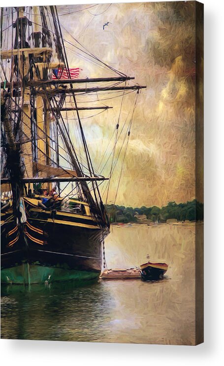 Ship Acrylic Print featuring the photograph Docked at Sunset by John Rivera