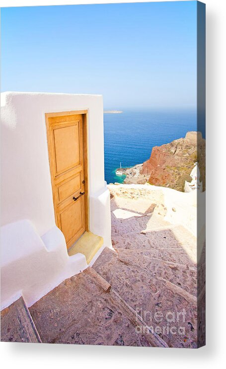 Santorini Acrylic Print featuring the photograph Door suddenly by Aiolos Greek Collections