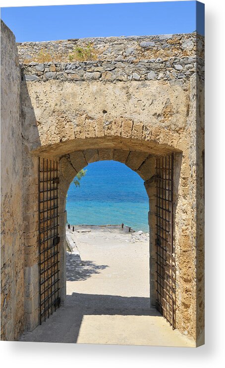 Serenity Acrylic Print featuring the photograph Door to joy and serenity - beautiful blue water is waiting by Matthias Hauser