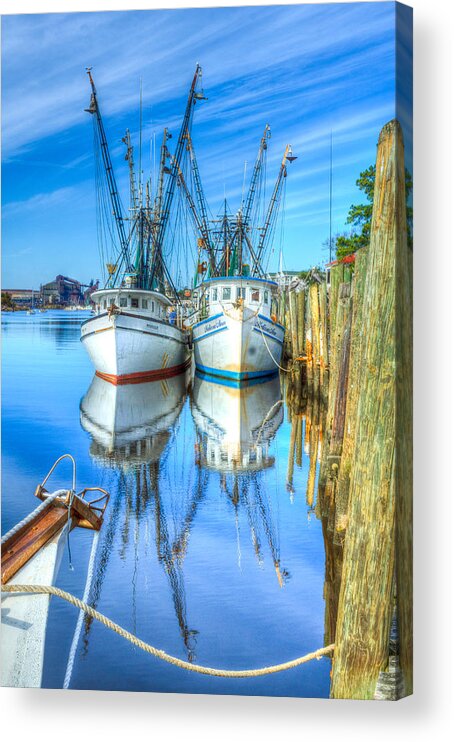 Shrimp Boats Acrylic Print featuring the photograph Double Parked by Francis Trudeau