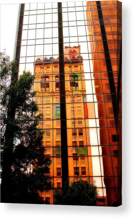 Building Reflection Acrylic Print featuring the photograph Downtown Reflection by Michael Eingle