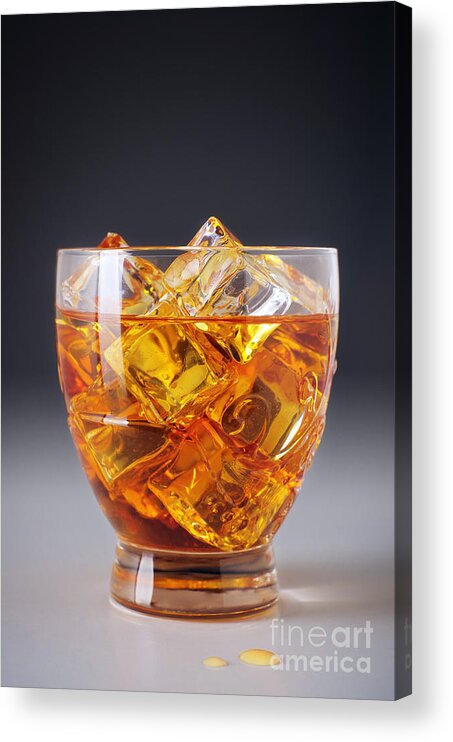 Alcohol Acrylic Print featuring the photograph Drink on ice by Carlos Caetano