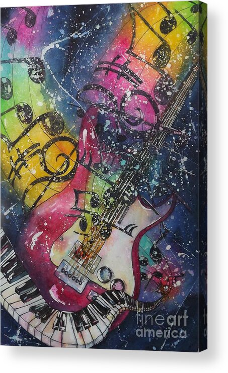 Guitar Acrylic Print featuring the painting Duet by Carol Losinski Naylor