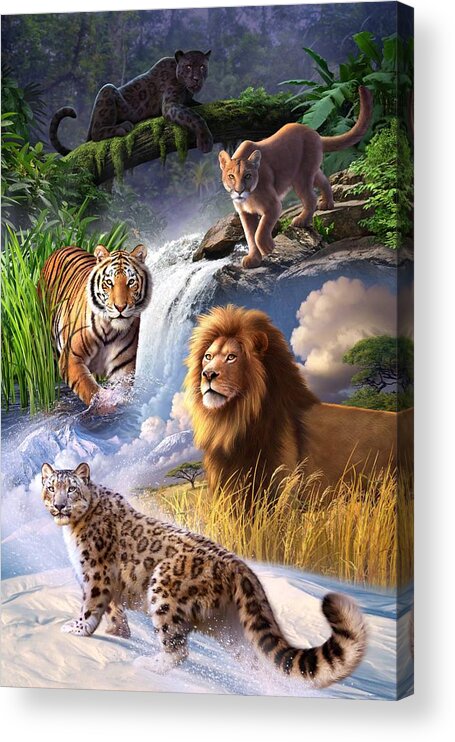 Big Cats Acrylic Print featuring the digital art Earth Day 2013 poster by Jerry LoFaro