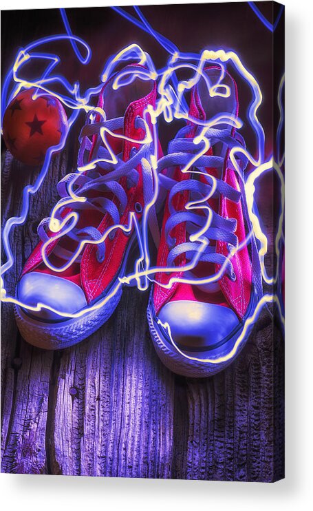 Electric Acrylic Print featuring the photograph Electric tennis shoes by Garry Gay