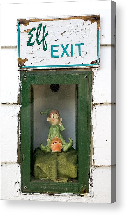 Humor Acrylic Print featuring the photograph elf exit, Dubuque, Iowa by Steven Ralser