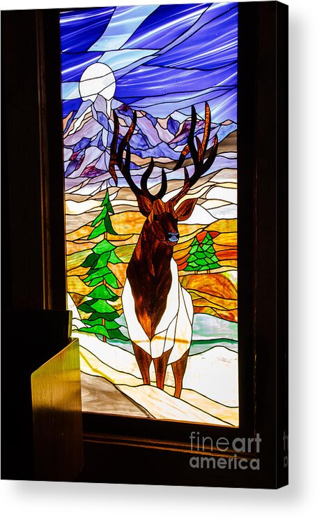 Stanied Glass Window Acrylic Print featuring the photograph Elk Stained Glass Window by Robert Bales