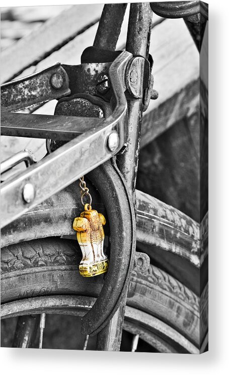 B&w/color Acrylic Print featuring the photograph Emblem of India by Sonny Marcyan