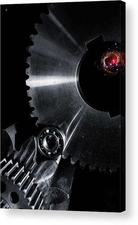 Gears Acrylic Print featuring the photograph Engineering Titanium And Space by Christian Lagereek