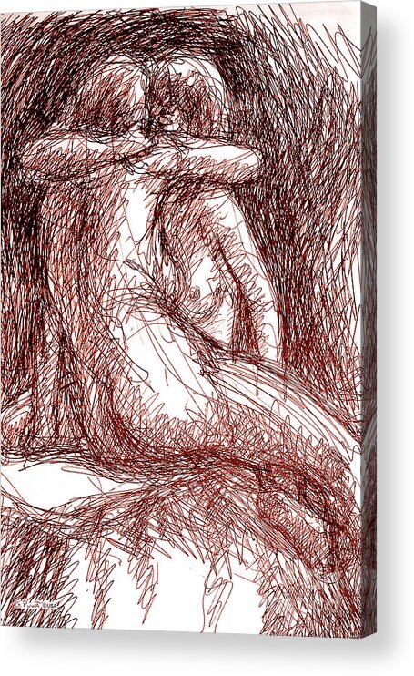 Erotic Renderings Acrylic Print featuring the drawing Erotic Drawings 19-2 by Gordon Punt