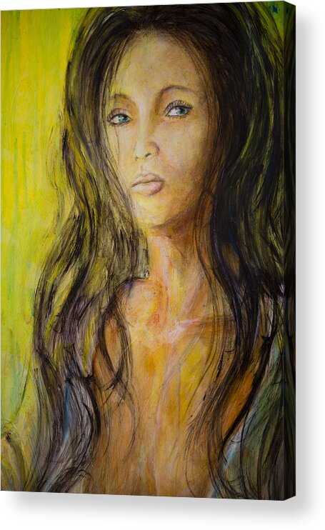 Eve Acrylic Print featuring the painting Eve Portrait by Nik Helbig