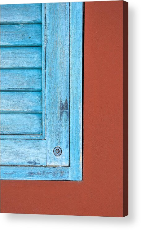 Abstract Acrylic Print featuring the photograph Faded Blue Shutter by David Letts