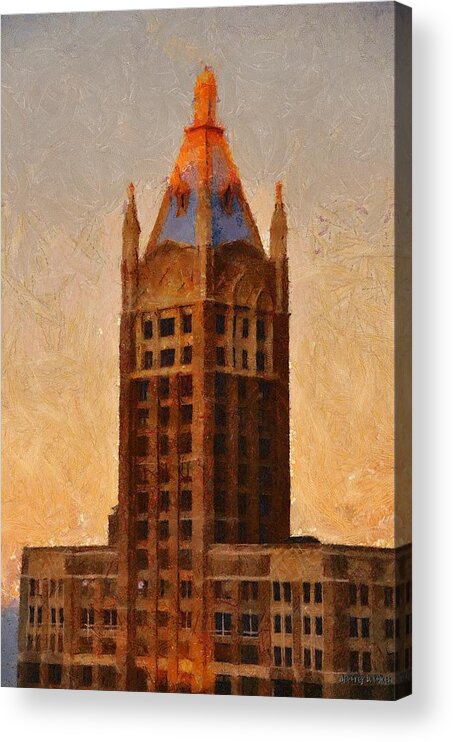 Architecture Acrylic Print featuring the painting Fading Slowly Into Night by Jeffrey Kolker