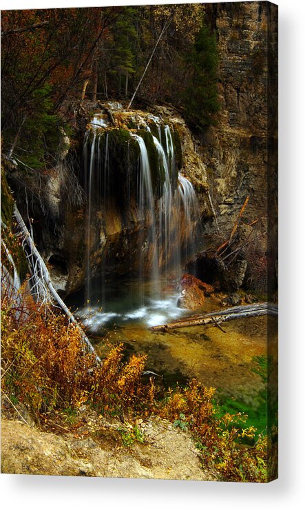 Colorado Acrylic Print featuring the photograph Falls at Hanging Lake Vertical by Jeremy Rhoades