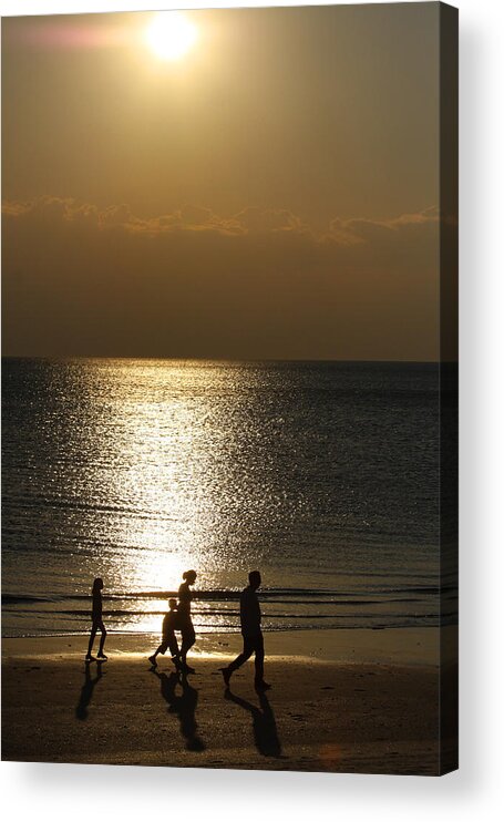 Sunset Acrylic Print featuring the photograph Family Sunset Jog by Dart Humeston