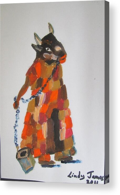 Papier Mache Acrylic Print featuring the painting Mad Cow by Jennylynd James