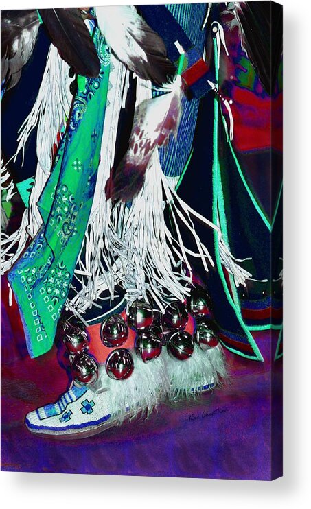 Moccasins Acrylic Print featuring the photograph Feathers Fringe and Bells by Kae Cheatham